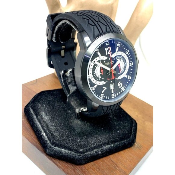 Roberto Bianci Men's Watch RB70965 Quartz Chronograph Black Dial Rubber 46mm - Picture 2 of 14
